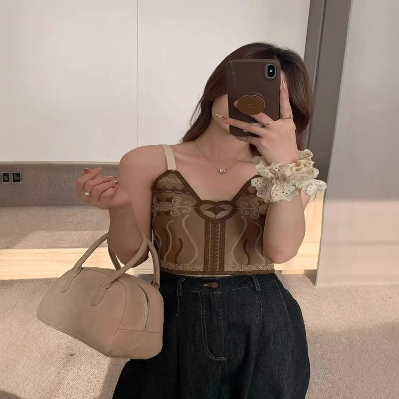 Artificial Leather Sling Hollow-out Stacked Vest Explosive Tight-fitting Design Sense Niche Western-style Short Thin Jacket Simple