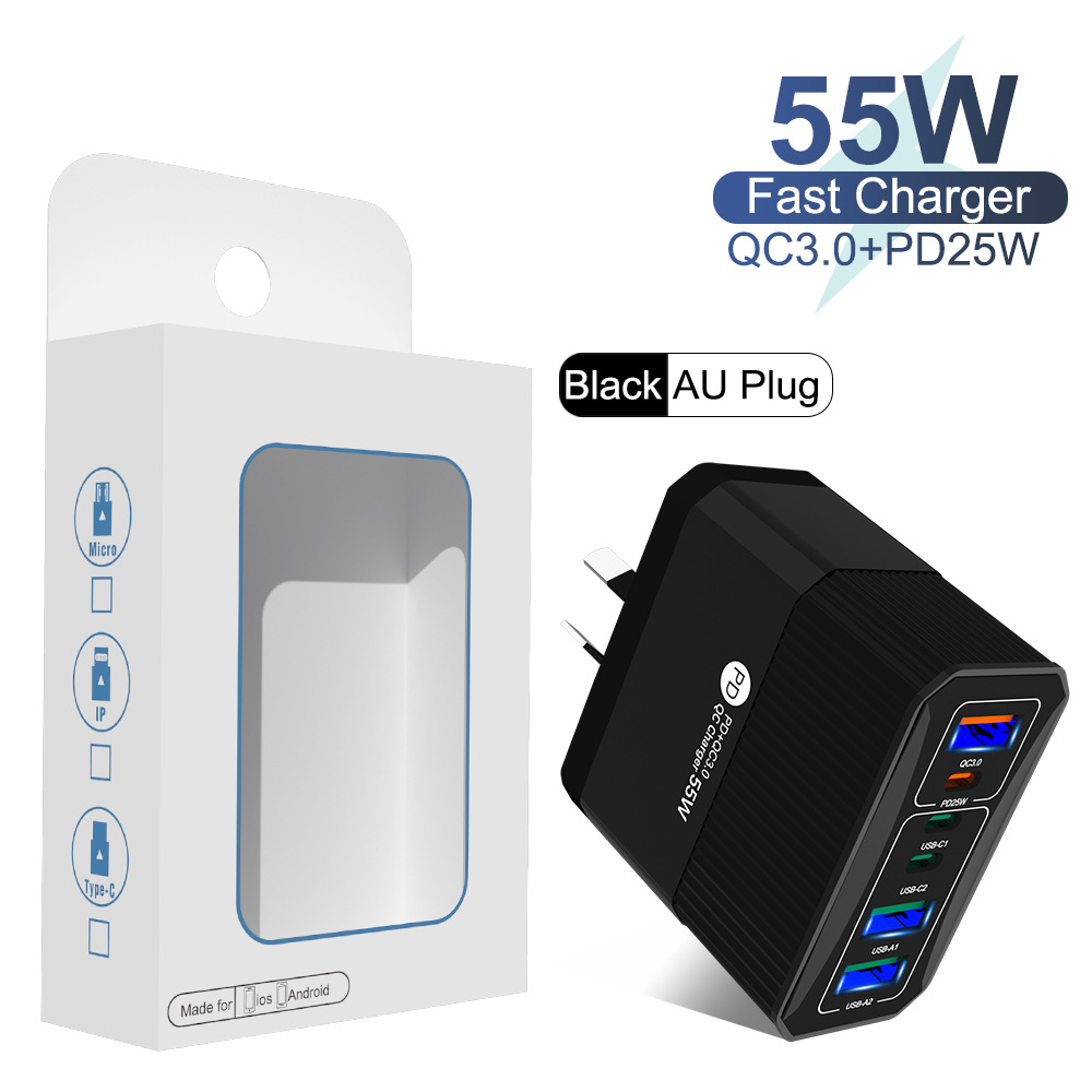 QC3.0+PD25W 6포트 호주 규정(대형 포장) 검정색