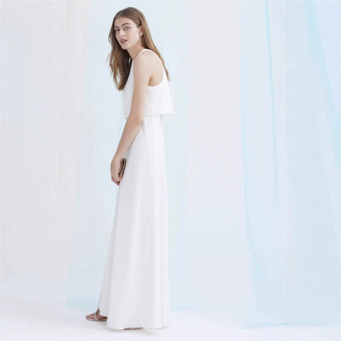 Белое свадебное платье, oversize, прямого силуэта A-line, для подружек невесты
