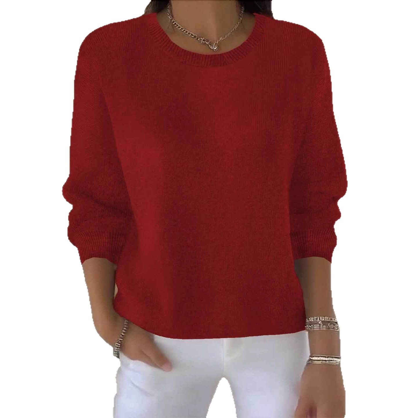 2026shein Cross-border European American Independent Site Autumn And Winter Long-sleeve Solid Color Sweater_voghion.com