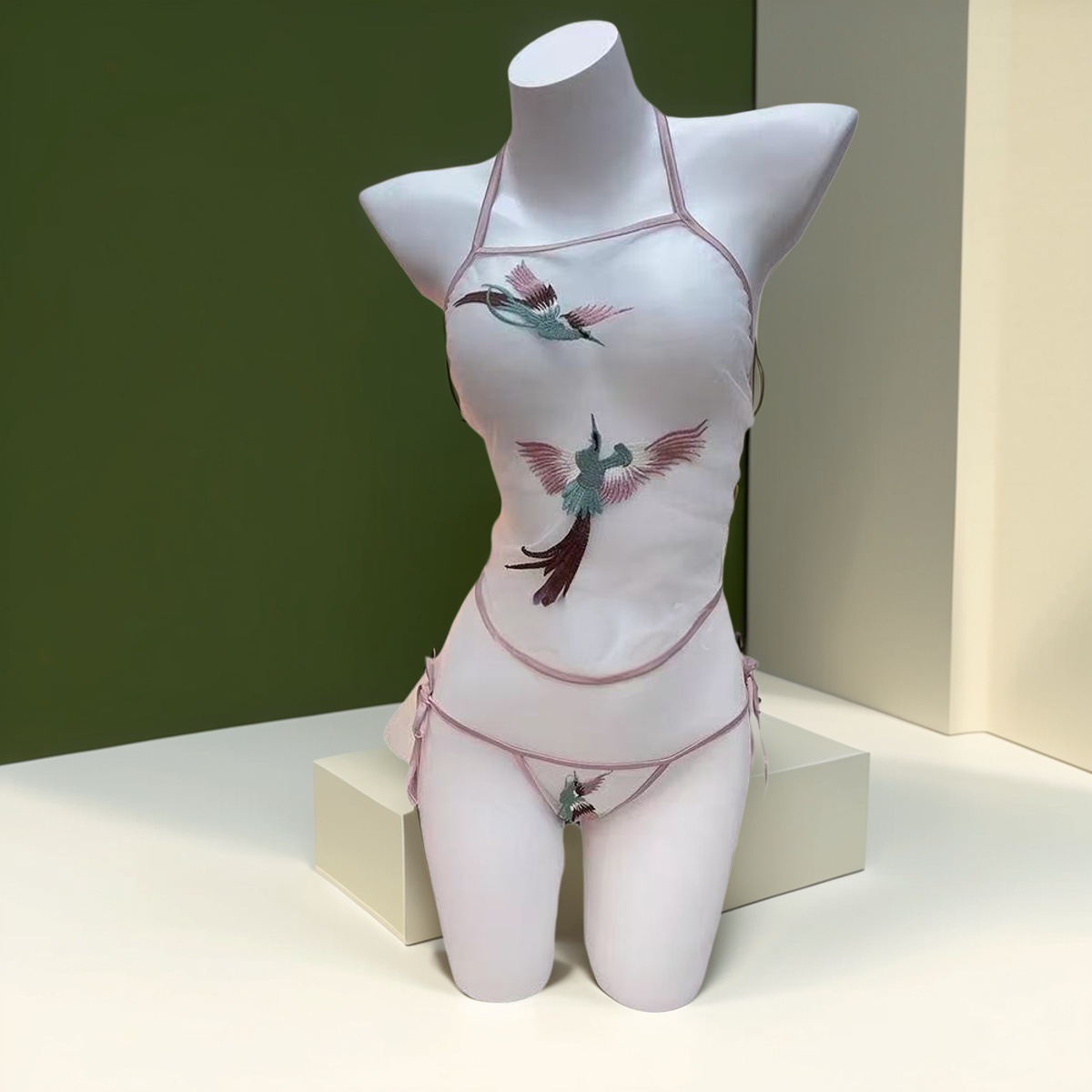 섹시한 속옷, 섹시한 유혹, 시스루 자수 배꼽띠 유니폼 세트, 핫하고 열정적인 잠옷 유니폼 9701