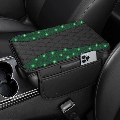 protective cover with hot-stamped diamonds, Armrest box - green-diamond