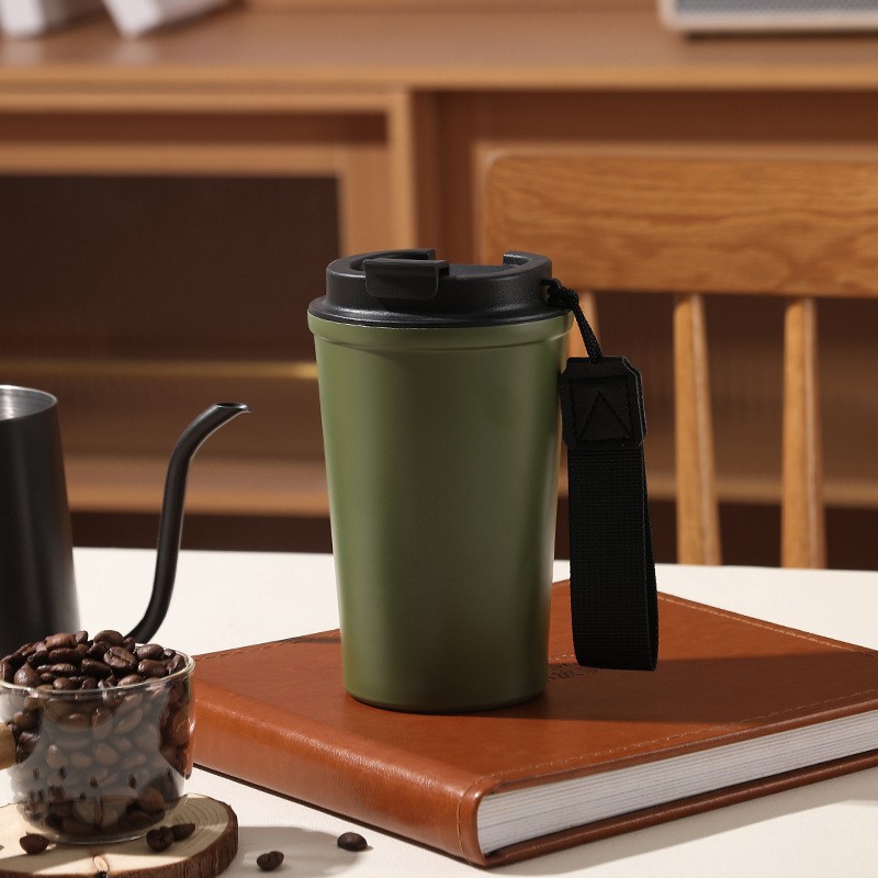 Taza de café de nuevo modelo para viajes transfronterizos, taza térmica de acero inoxidable 304, taza de viaje portátil, taza de agua fría con aislamiento térmico, taza portátil para coche