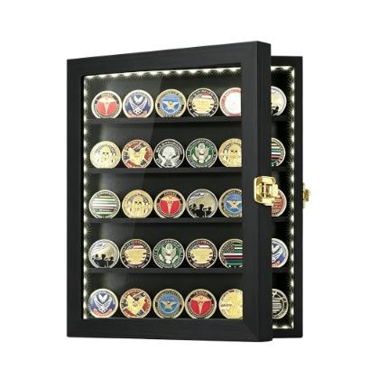Cross-Border Best-Selling Military Challenge Coin Display Box with Led Lights, High-Definition Acrylic Glass Medal Box, Detachable