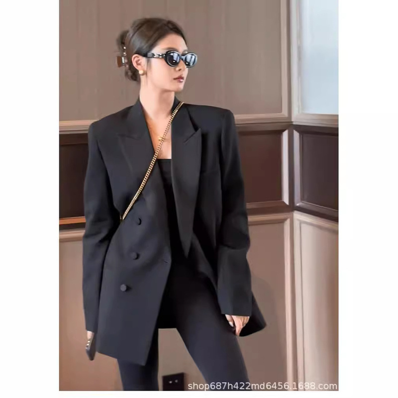 Black Suit Jacket 2025 New Autumn Style Elegant Street Aura Powerful This Year's Popular Suit Tops for Women Black Suit Jacket 2025 New Autumn Style Elegant Street Aura Powerful This Year's Popular Suit Tops for Women
