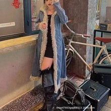 今棉衣棉服中长款年冬季A字裙大毛领复古外套牛仔风衣宽松型新款