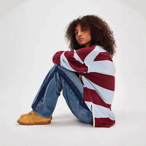 Factory direct sale European and American style new color-blocked washed straight-leg jeans, contrasting high-waisted casual loose wide-leg pants for women