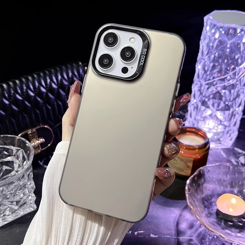 iPhone16に適した高級感のある13/14カラーシルバーIMDマット15ProMax無地12フルカバー17保護ケース|undefined