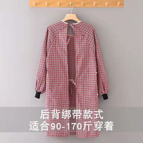 Cotton Strap Apron Factory Wholesale Long Sleeve Coverall Kitchen Home Use Cooking Girdle Double Pockets Workwear for Women