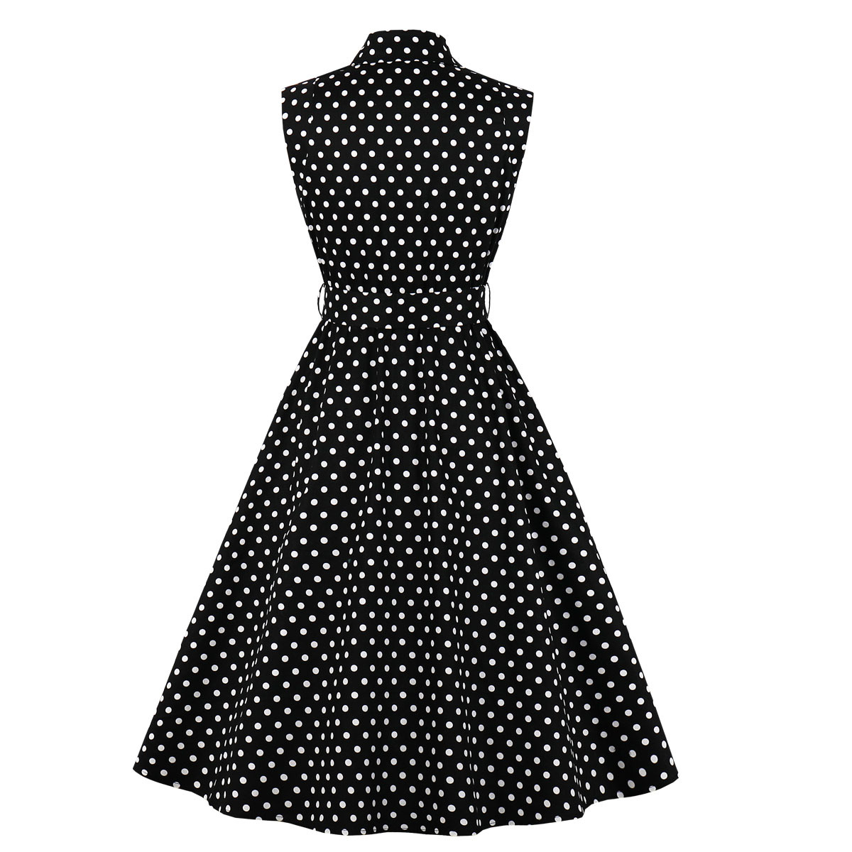 women s lapel polka-dot sleeveless bandage dress nihaostyles clothing wholesale NSMXN78859