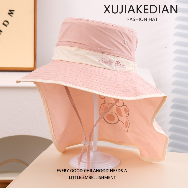 Sombrero de protección solar de verano para bebés, sombrero de ala grande, sombrero de chal, protector de cuello, secado rápido, sombreado al aire libre para niños, sombrero de pescador de sol