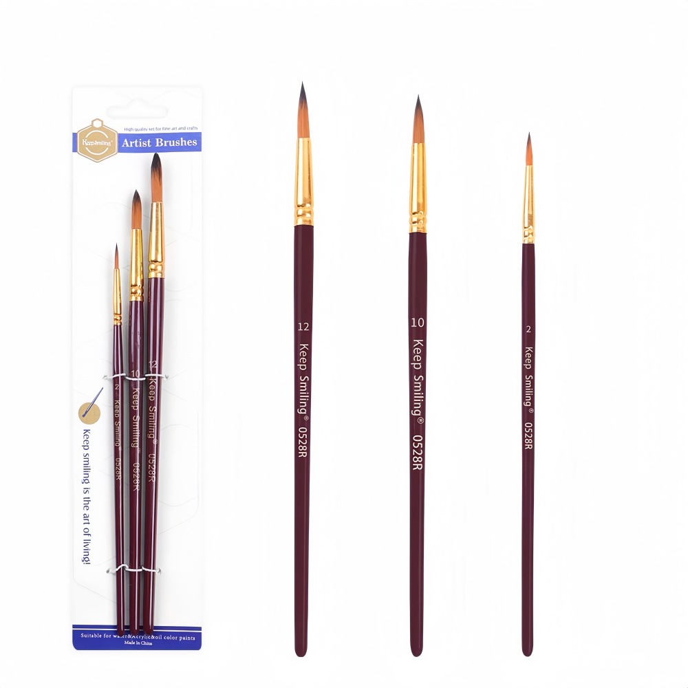 3 piezas combinación cepillo plano de cerámica vinilo muñeca pintura pincel acuarela gouache acrílico fábrica al por mayor