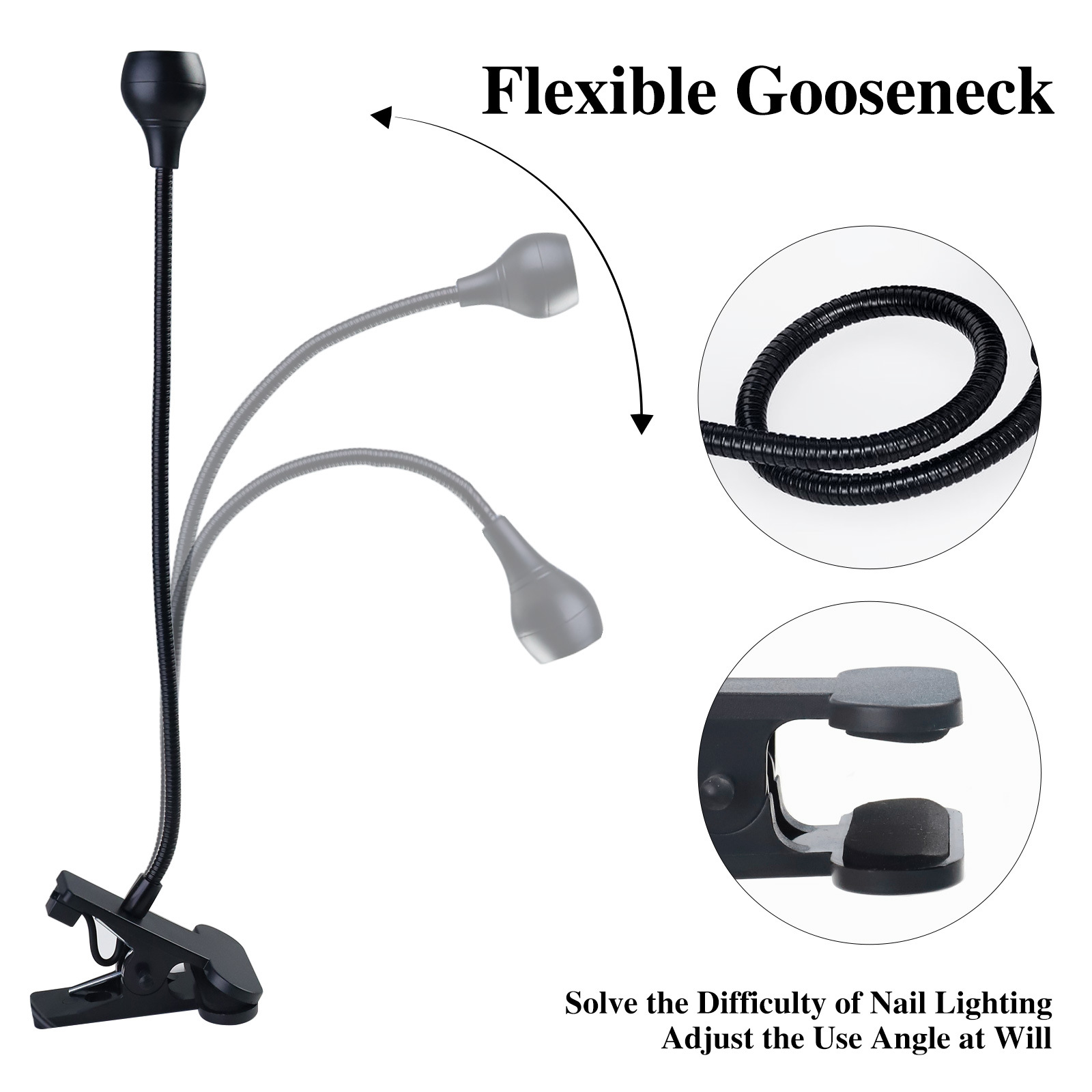 Transfronterizo exclusivo mini clavo pegamento UV lámpara de curado de luz púrpura con clip y interruptor de luz USB multiusos