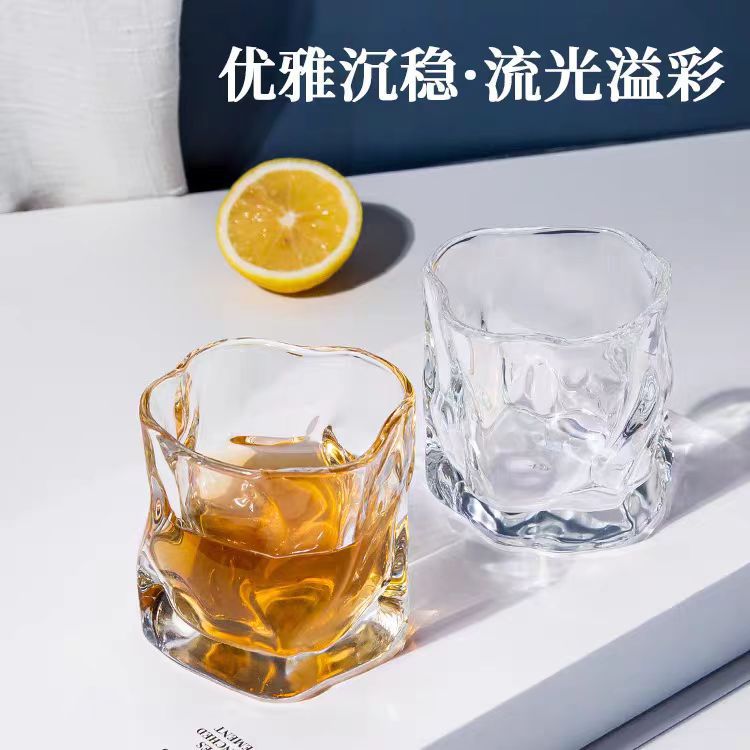 创意ins风扭扭玻璃杯不规则异形扭文玻璃水杯威士忌酒水礼品杯