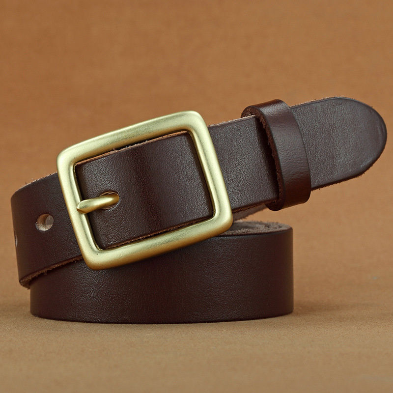 Vintage leren riem voor dames handgemaakt met doornsluiting_voghion.com