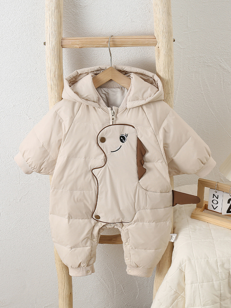 Ropa de invierno para bebés, dibujos animados con capucha, bebé masculino, plumón de pato blanco, mono cálido, recién nacido más abrigo de plumón