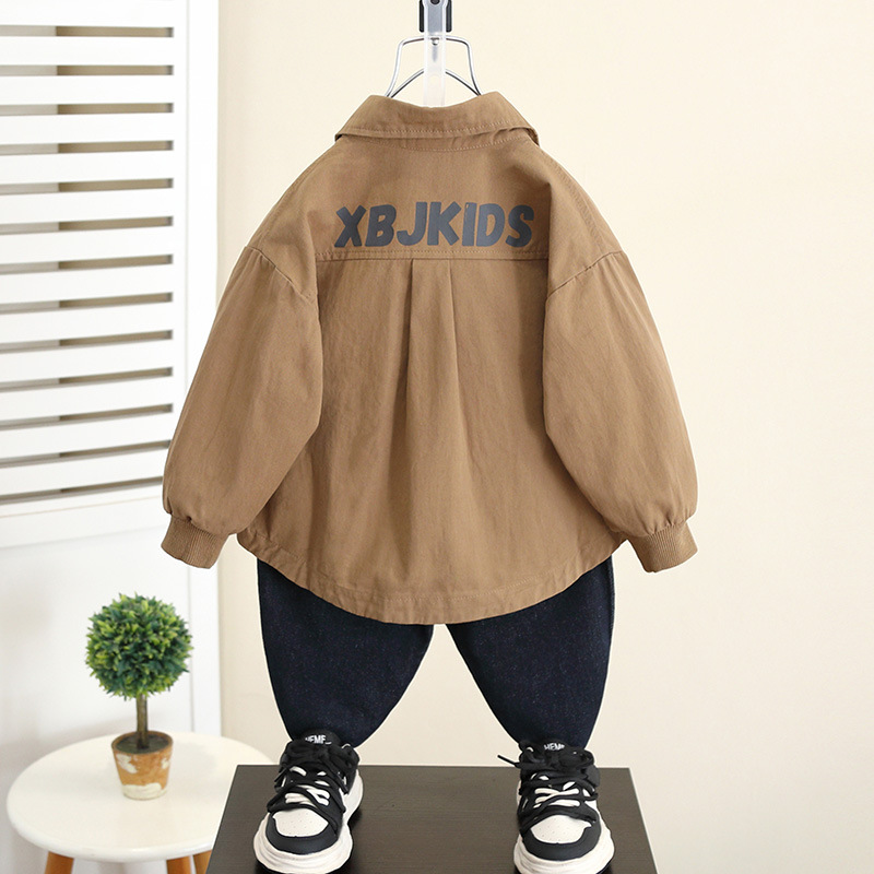 5825 ropa para niños chaqueta de camisa de primavera y otoño 2025 nuevo estilo niño otoño camisa coreana estilo occidental bebé principios de otoño