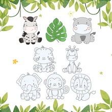 丛林动物异形涂鸦本儿童DIY手绘可爱小动物摆件美人鱼涂鸦小纸片