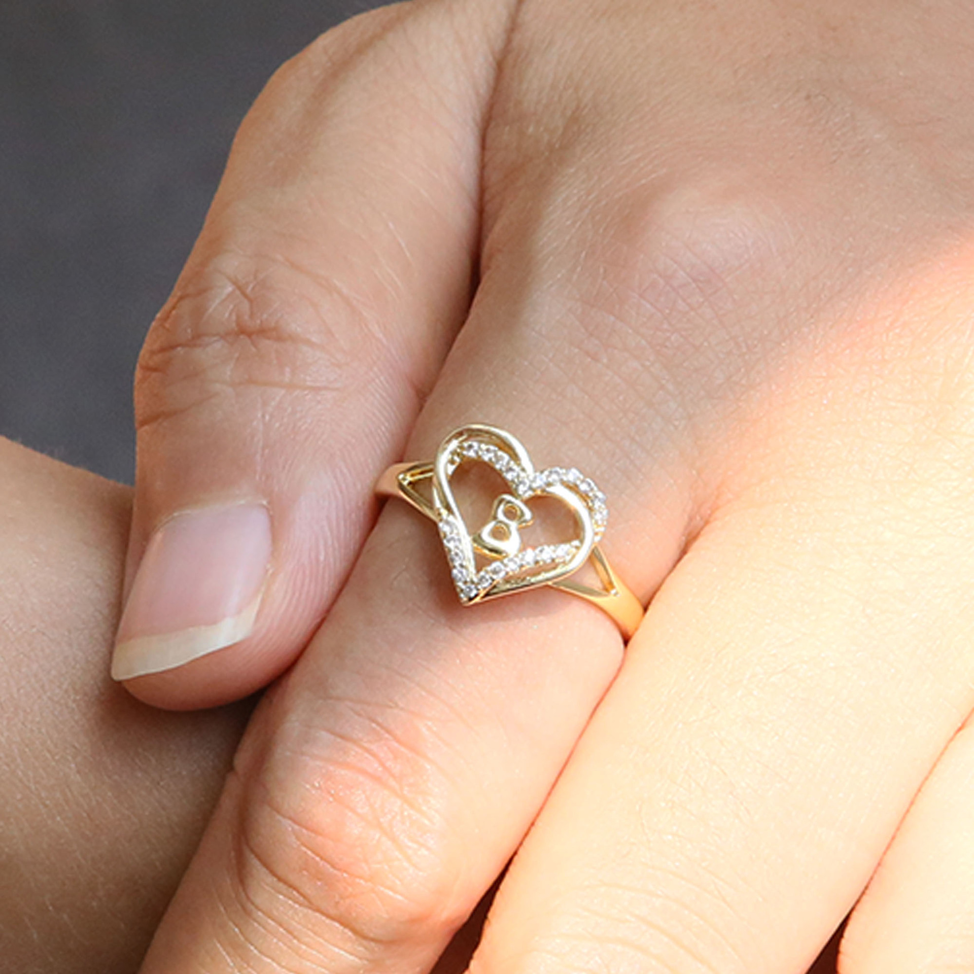 Holiday, Daily Occasion Copper Material Copper Plating Letter Heart Shape Open Rings