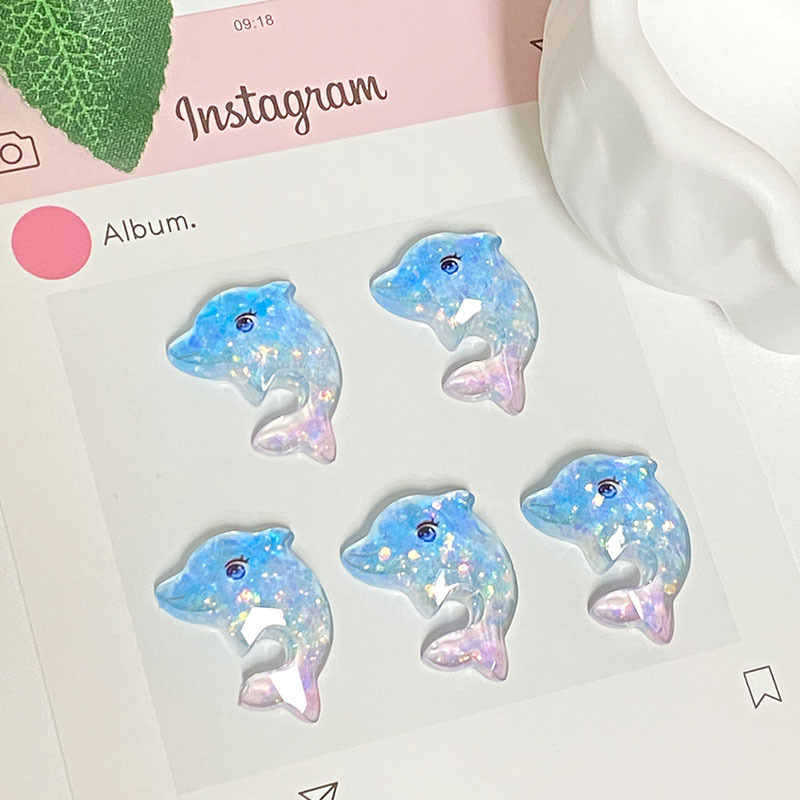 海洋系列冰透细闪海星海豚diy树脂配件卡通饰品手工发夹贴片批发|undefined
