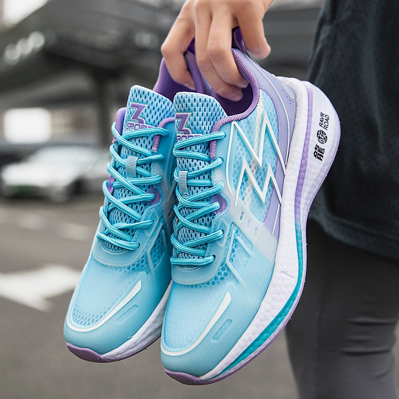 Professional carbon plate, sports shoes, fluorescence summer breathable footwear, soft sole