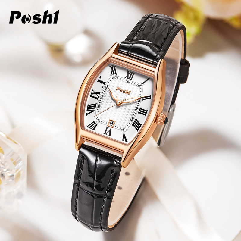 Poshi nueva moda mujer reloj retro ins estilo vino en forma de barril cinturón aprender vida impermeable Reloj simple
