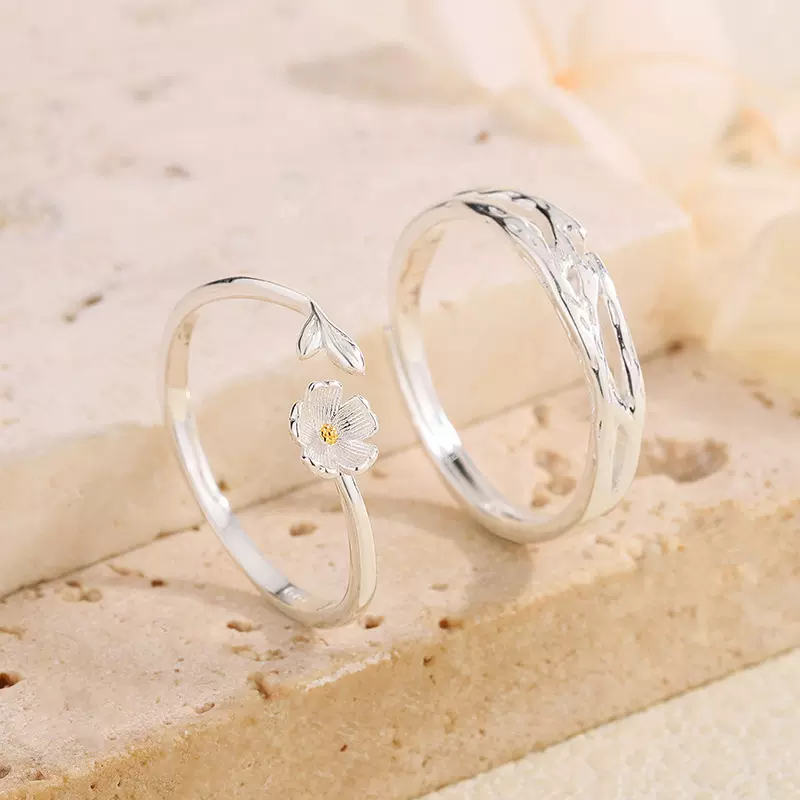 足银999莫离情侣戒指轻奢高级感小众花朵戒指女荆棘食指戒男饰品