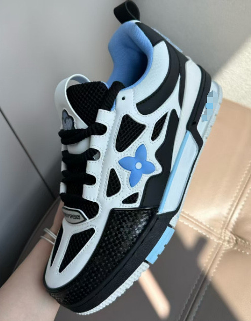 2025 lujo ligero L nicho marca de moda V caucho vacío cabeza de cuero zapatos de hombre deportivos casuales versátiles zapatos de mujer skate cross-border