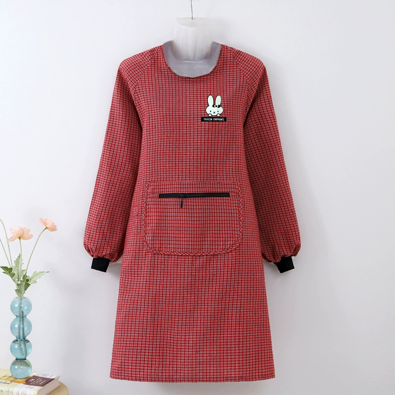 Цветной хлопчатобумажный фартук осенью и зимой новый стиль с длинными рукавами для кухни