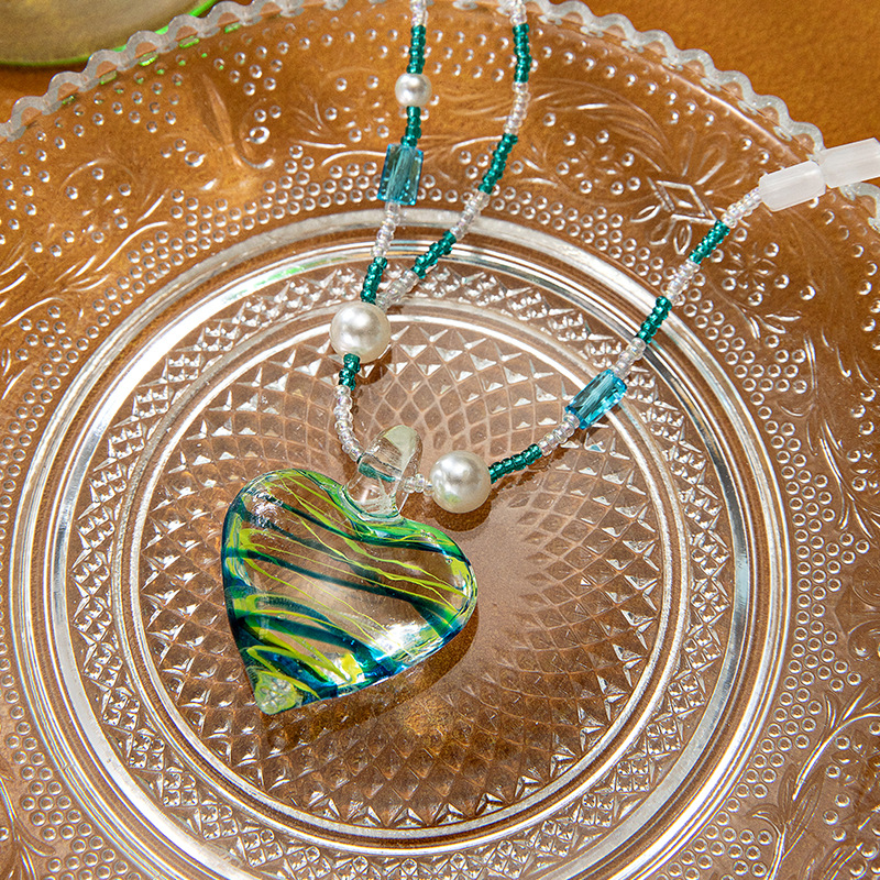 Fashion Heart Shape glass Pearl Womenu0027S Pendant Necklace 1 Piece