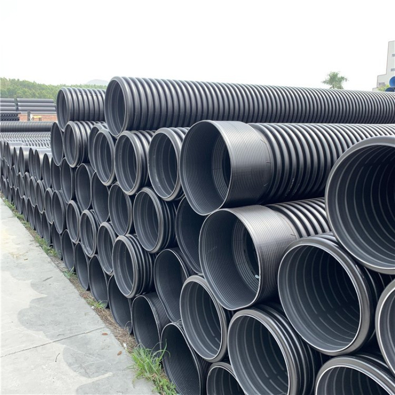 联塑HDPE双壁波纹管DN300 400 600 800国标排污水管增强钢带波纹