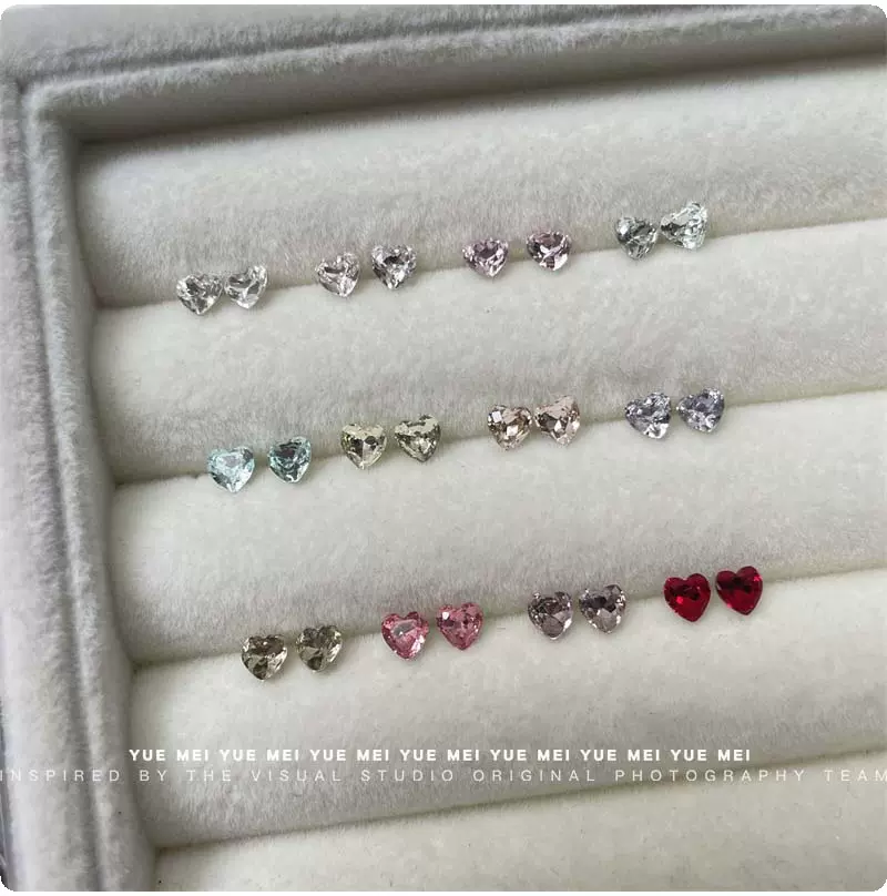 网红美甲钻4mm爱心尖底钻K9华子切彩色小桃心指甲钻装饰品DIY材料