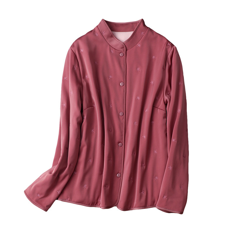 Autumn and Winter Silk Collar Embroidered Warm Cotton-Padded Coat Mulberry Silk Women's Cotton-Padded Coat Skin-Friendly Soft Thickened Top Autumn and Winter Silk Collar Embroidered Warm Cotton-Padded Coat Mulberry Silk Women's Cotton-Padded Coat Skin-Friendly Soft Thickened Top