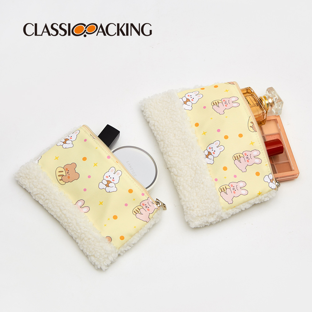 Japonés ins estilo bolsa de almacenamiento traje de gran capacidad productos cosméticos bolsa de cosméticos de tres piezas conjunto costura felpa lavado