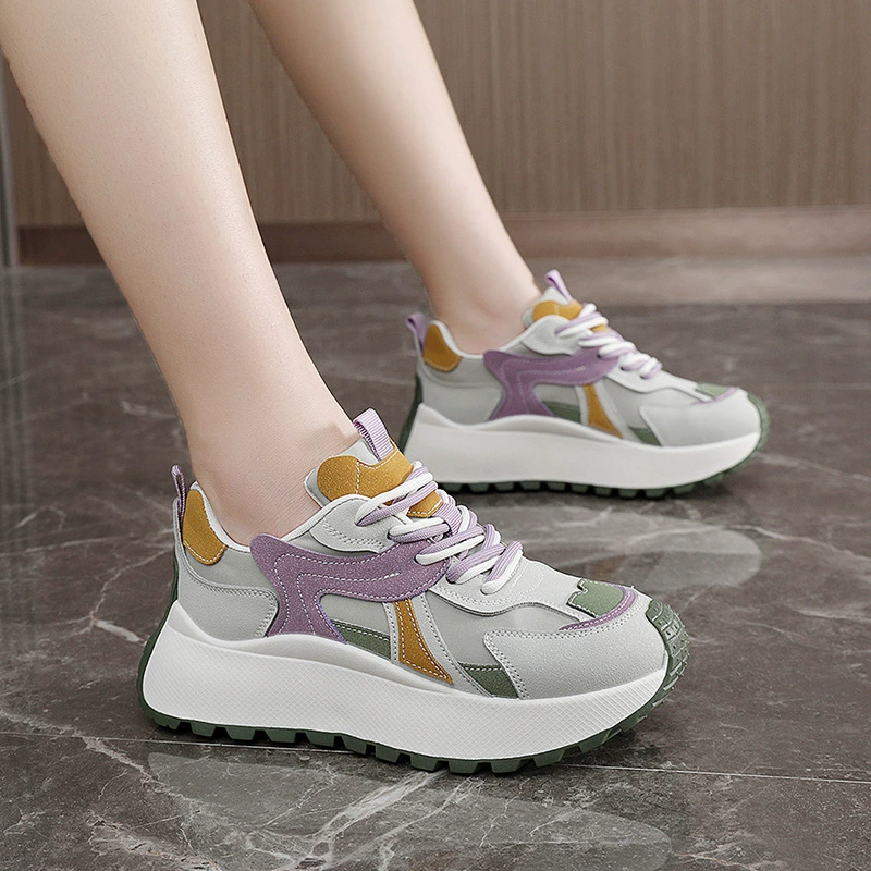 BN031 толстованожные dad shoes для женщин, 2025 весна-осень стиль спортивный колледж, новые женские дышащие повседневные туфли casual