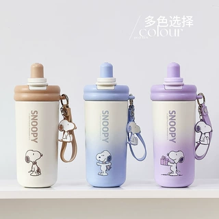 史努比双饮随行杯2025新款渐变色卡通保温杯女高颜值保温水杯学生