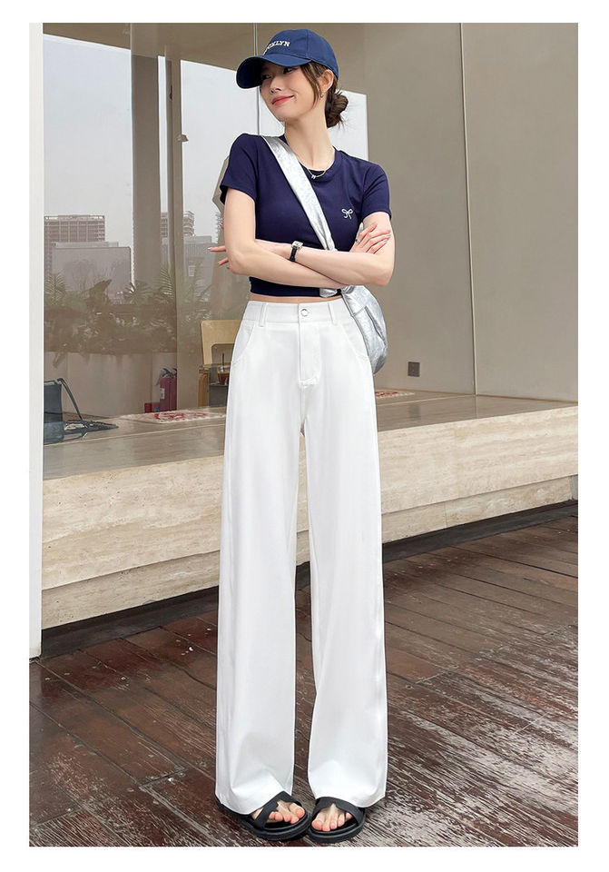 Quần ống rộng giả denim Lyocell Tencel cạp cao dáng mỏng, form suông rủ nhẹ — Denim đen thông thường, Người nhỏ nhắn màu trắng, Quần jean đen cho người nhỏ nhắn, Quần jean đen dáng dài chi tiết 20