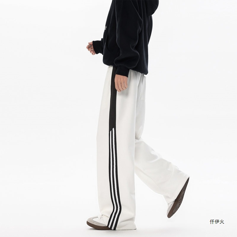 Versatile American-style men's striped retro straight-leg casual pants, new autumn collection, loose fit, suitable for couples