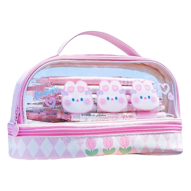 Caso de lápiz de gran capacidad de dibujos animados estudiante al por mayor caja de lápiz Portátil Bolsa de almacenamiento lindo simple bolsa de cosméticos caja de papelería