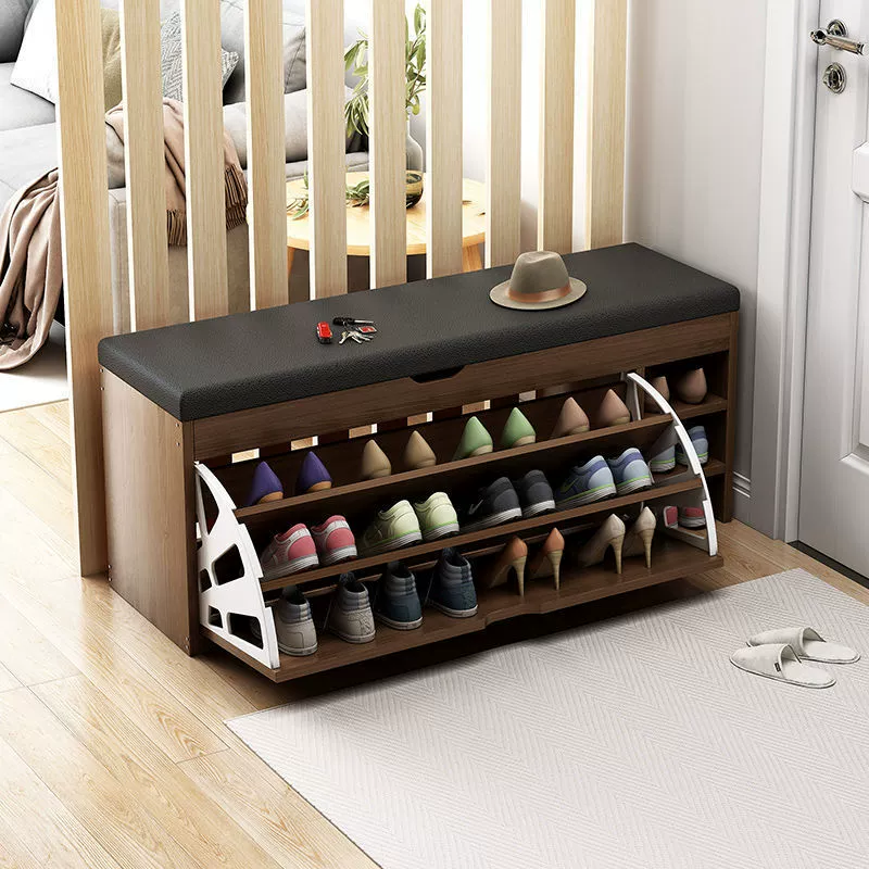 Скамейка для переобувания для входа в дом, может использоваться как скамейка для сидения и хранения обуви, подходит для небольших домохозяйств, встроенный шкаф для обуви и сиденье, откидная конструкция с мягкой подушкой.