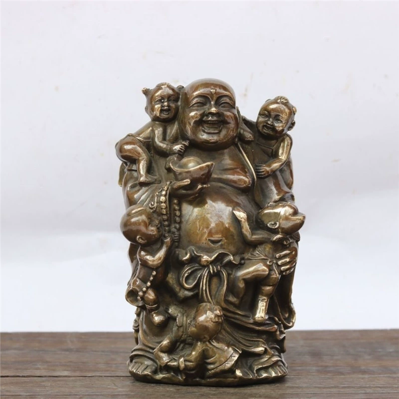 Латунная фигурка пяти Будд, смеющийся Будда, Будда Майтрейя, пять Будд, пять чиновников, украшение для дома