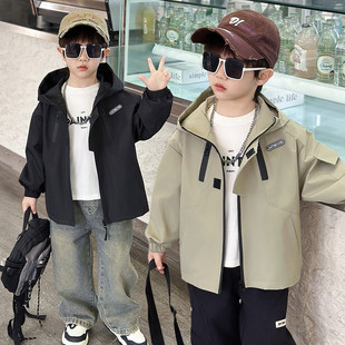 Boys' Solid Color Coat Coat 2024 Spring New Children Handsome Casual Jacket Baby All-match Top for Boys