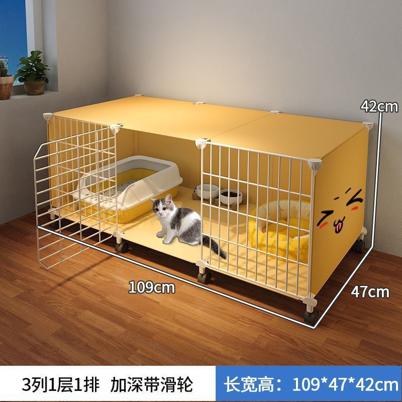 도르래가 있는 수납공간 3개 [109*47*42] + 업그레이드 모델 [기본 모델 + 고양이 둥지 및 고양이 그릇]