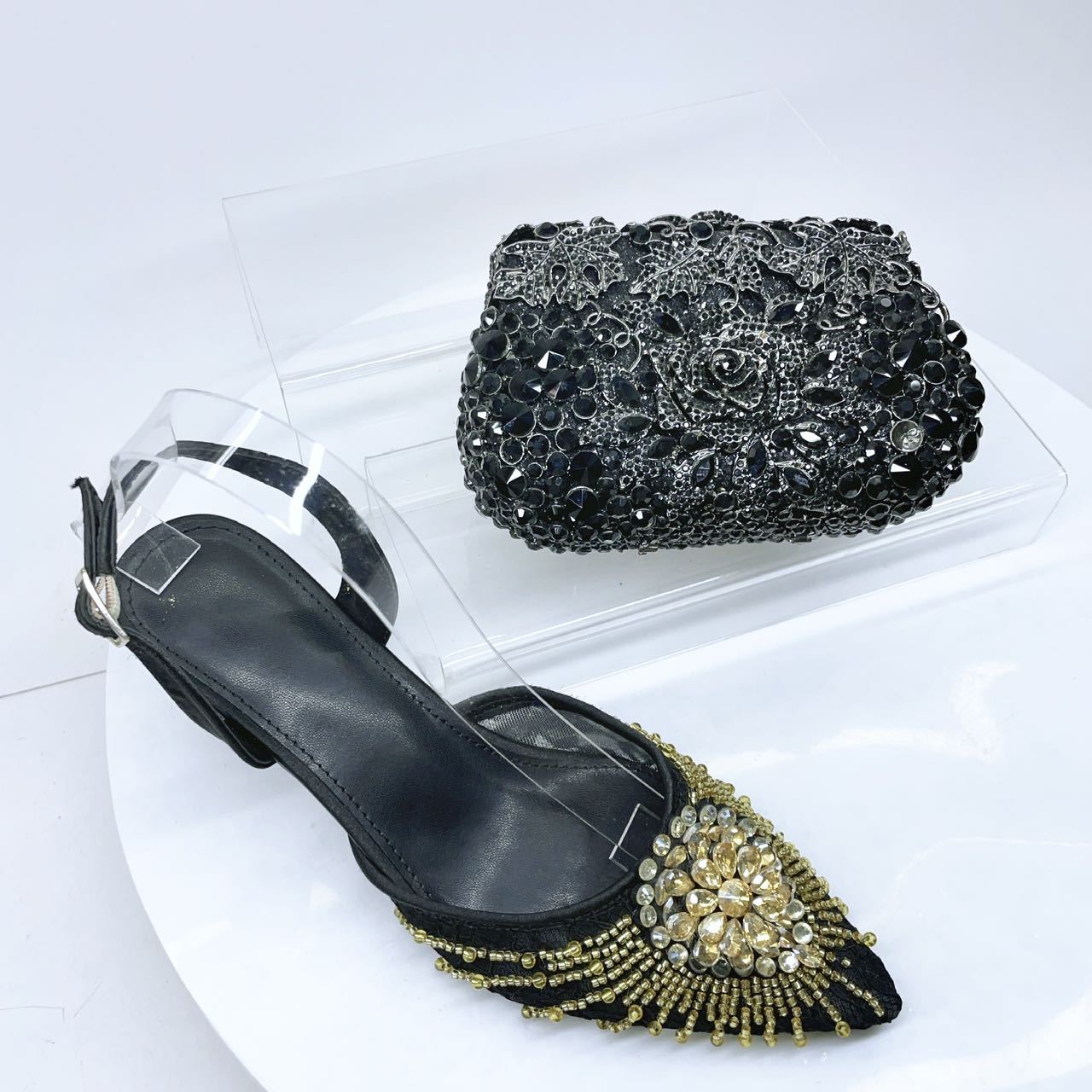 Damen Stiletto Sandaletten Mit Strass Und Clutch Set_voghion.com
