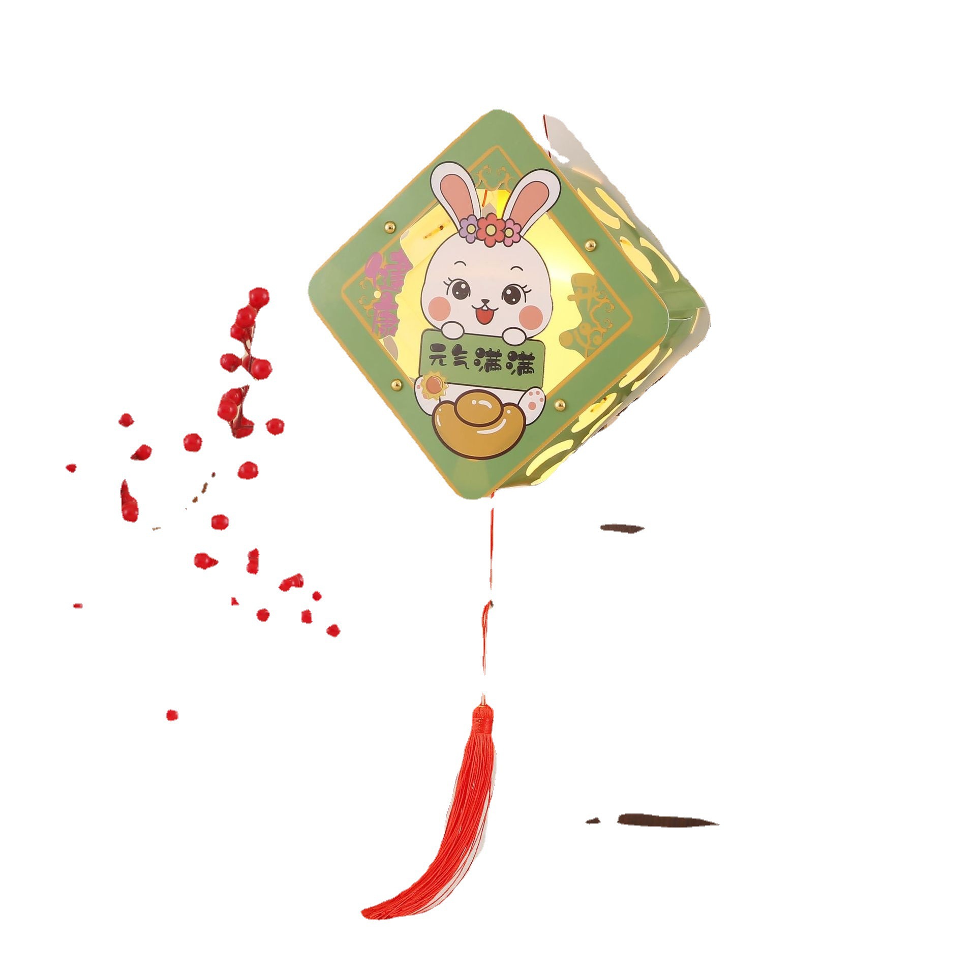 Nuevo Festival de Medio Otoño Linterna hecha a mano para niños Dibujos animados material creativo linterna portátil Linterna luminosa linterna de conejo al por mayor