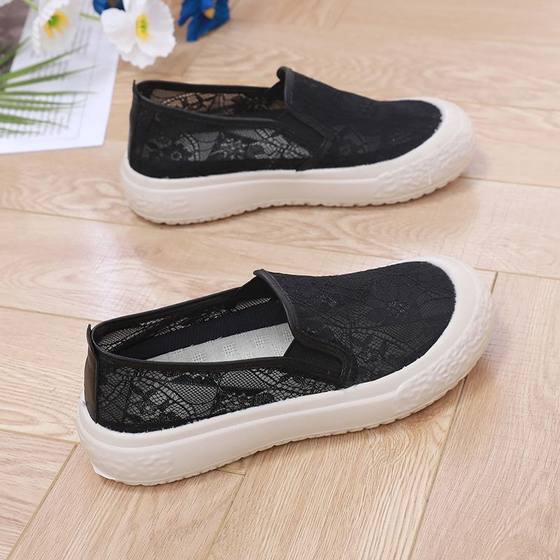 Spring women's shoes Joker mesh pedal casual breathable soft bottom mother lazy shoes women's shoes wholesale