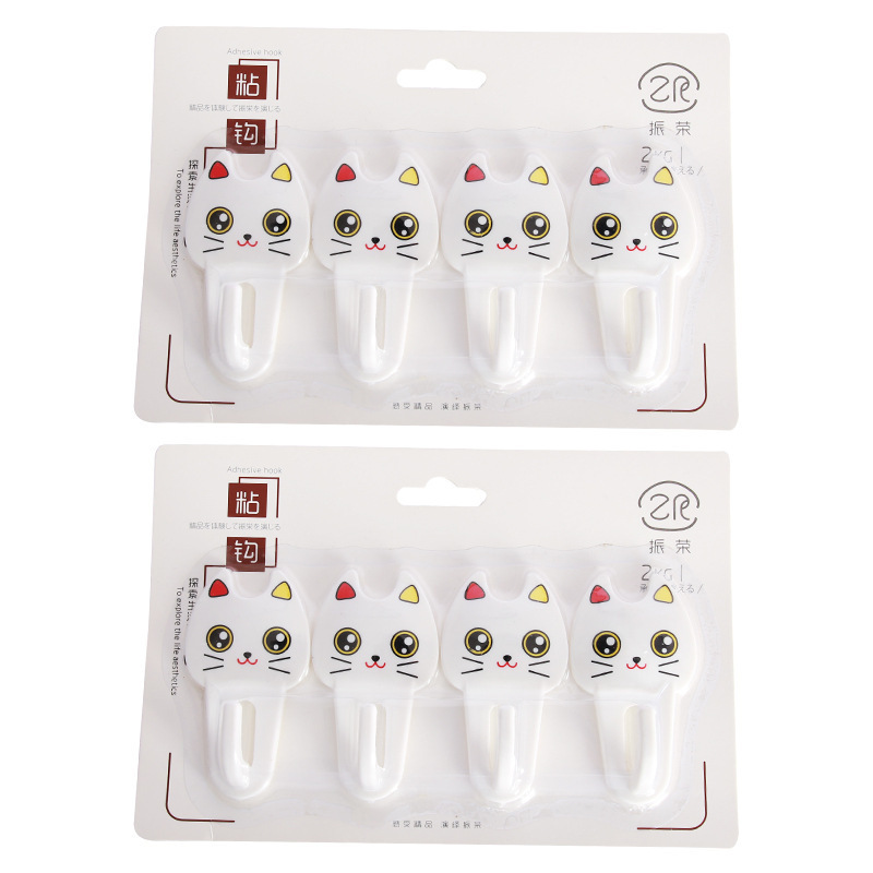 Gancho pegajoso de dibujos animados sin perforar cocina doméstica gancho sin costuras lindo ventosa ropa gancho pequeño gancho pegajoso detrás de la pared de la puerta