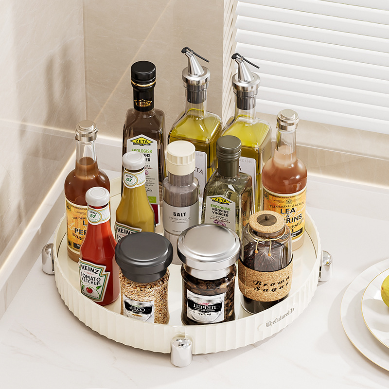 주방 수납 선반 다층 가정용 회전식 잔해물 수납 선반 주방 용품 바닥 스탠딩 조미료 정리 선반
