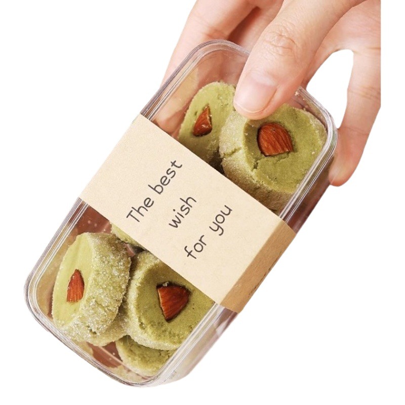 Caja de almacenamiento de Internet celebridad mousse leche de soja tiramisú galleta caja de embalaje rectangular caja desechable de plástico transparente