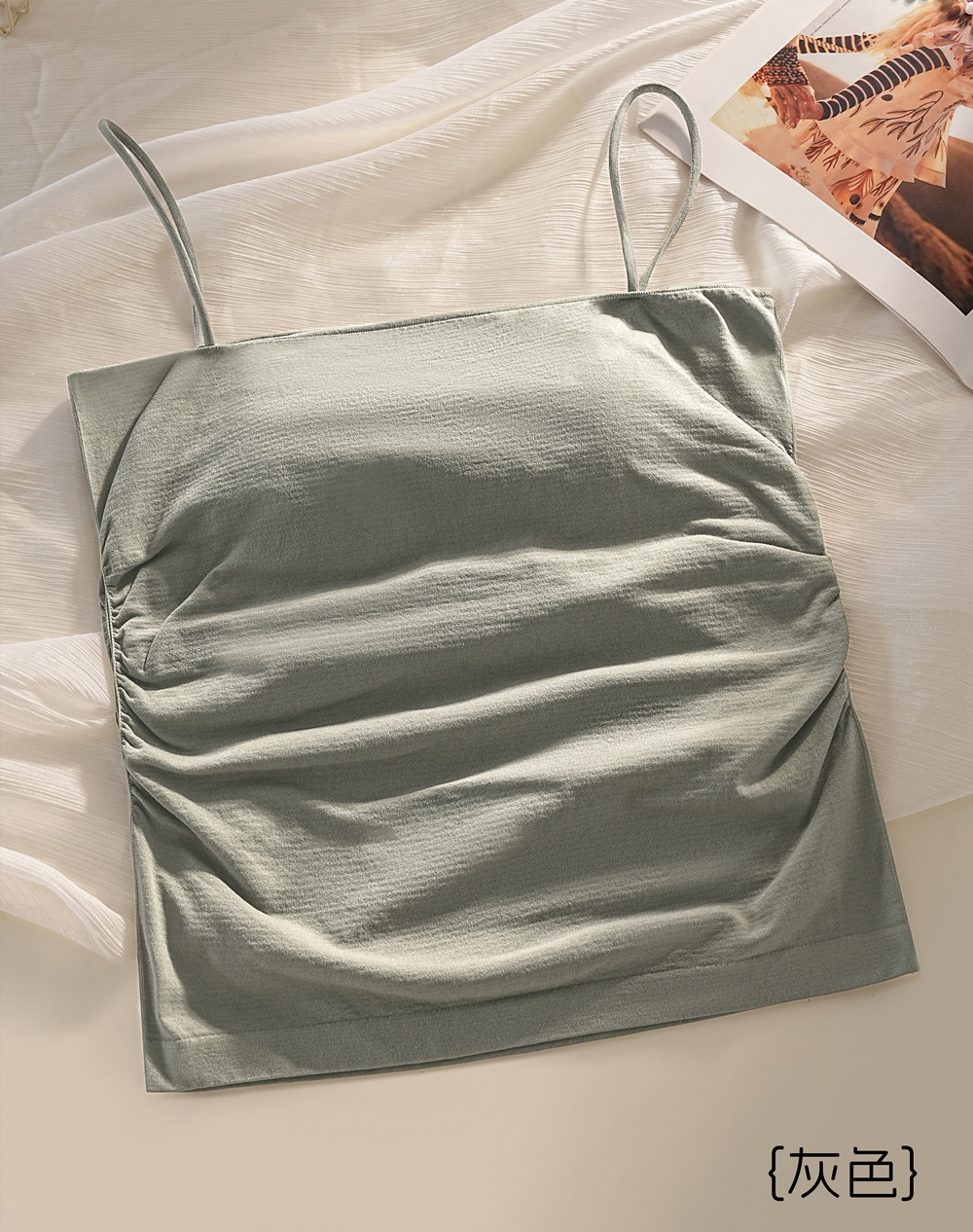 Camisola de espalda de belleza de verano, taza fija de una pieza para mujer